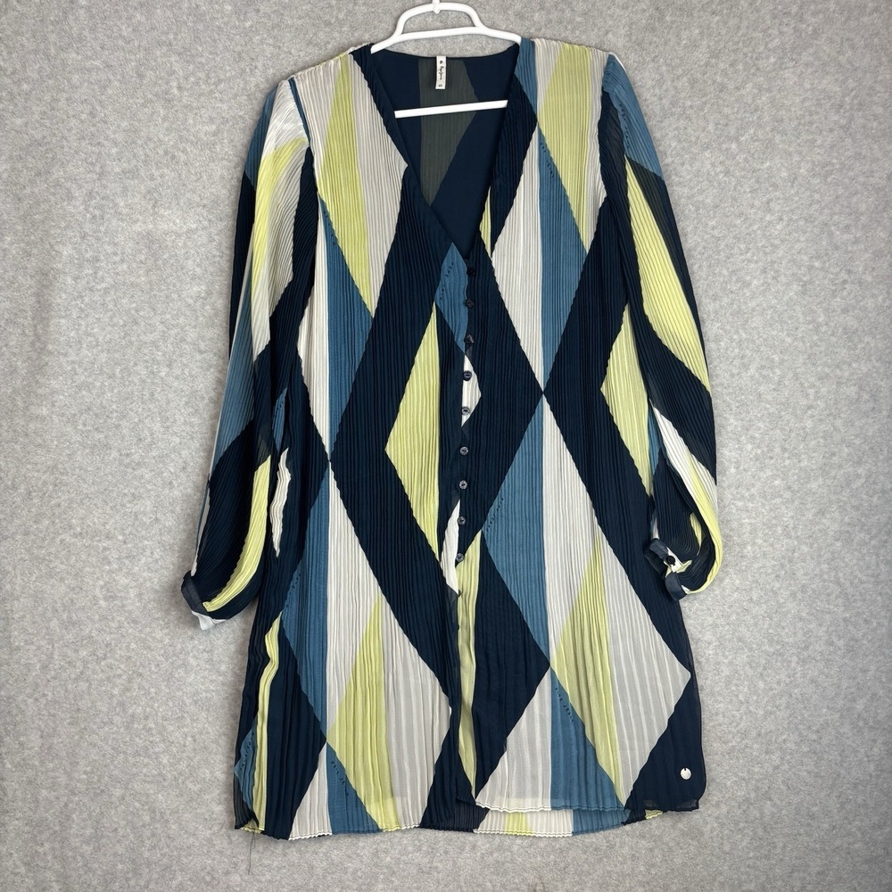 Pepe Jeans Multicolor Striped Button Front Long Sleeve Pleated Sz XS Geometric